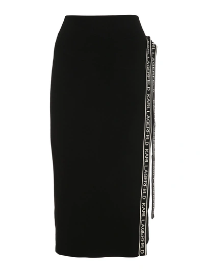 Karl Lagerfeld Ribbed Skirt In Black