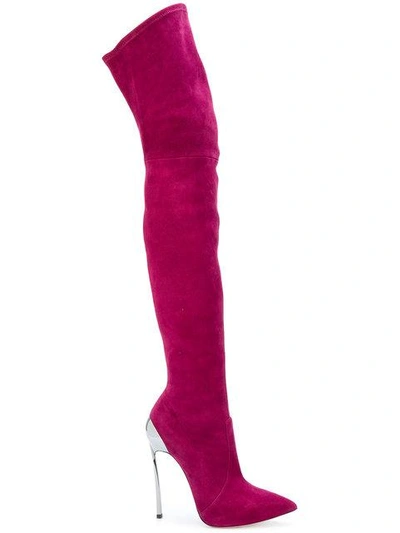 Casadei Thigh Length Stiletto Boots - Pink