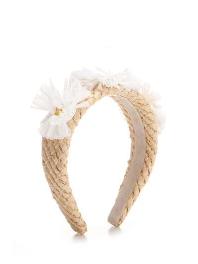 Red Valentino Redvalentino Woven Floral Detailed Hairband In Beige