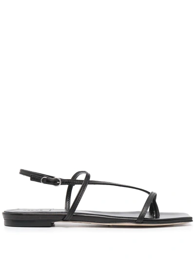 Aeyde Ella Glossed-leather Slingback Sandals In Black