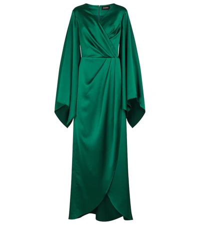 Rasario Silk-satin Gown In Dark Green