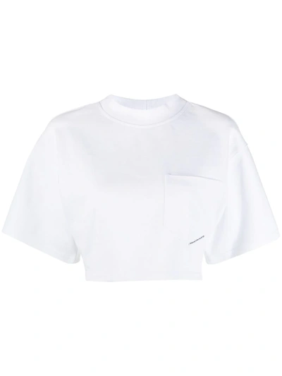 Alexander Wang T 拼贴口袋短款纯棉t恤 In White