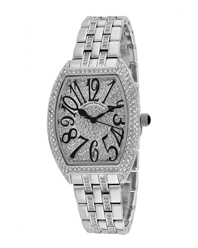 Christian Van Sant Elegant Sparkle Quartz Silver Dial Ladies Watch Cv0260 In Black / Silver