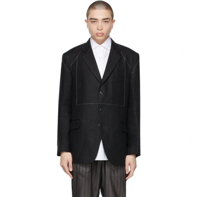 Maison Margiela Stitch-detail Single-breasted Blazer In 900 Black