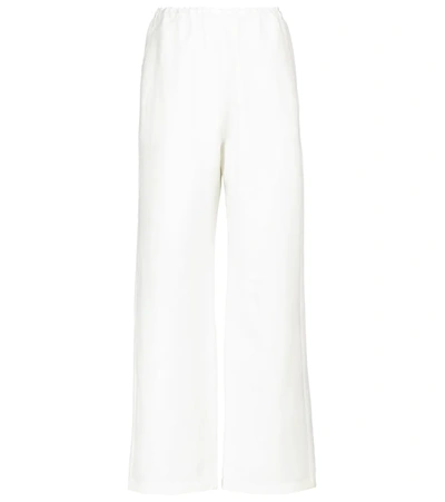 Totême Drawstring-waist Linen Wide-leg Trousers In White
