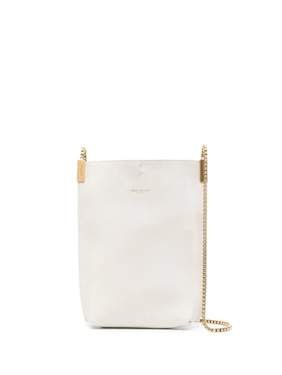 Saint Laurent Suzanne Mini Leather Hobo Bag In Crema