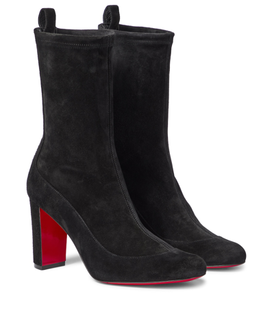 Christian Louboutin Gena Stretch Suede Midi Boots, Black