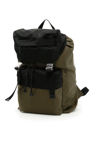 Marni Nylon Backpack In Black Militarynero