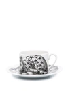 Fornasetti Graphic-print Porcelain Tea Set In White/black