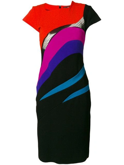 Capucci Fitted Midi Dress In Rainbowrosso