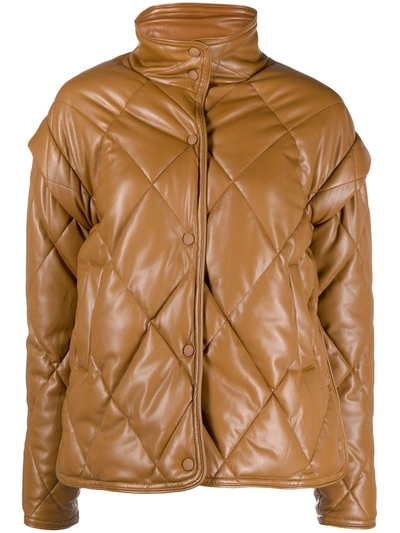 Apparis Liliane Puffer Vegan-leather Jacket In Brown