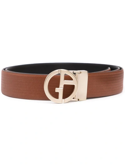 Giorgio Armani Logo-buckle Leather Belt In Brown