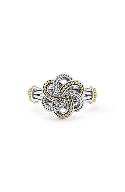 Lagos Sterling Silver & 18k Yellow Gold Love Knot Ring In Two-tone