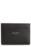 Saint Laurent Pebble Grain Leather Card Case In Black