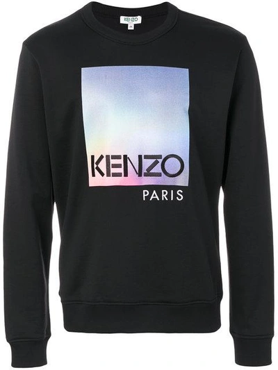 Kenzo Multicolor Printed Cotton Sweatshirt In Black
