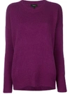 Theory Karenia R Crewneck Cashmere Sweater In Fuschia