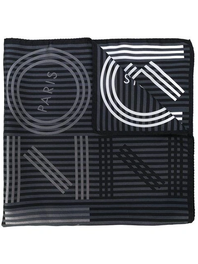 Kenzo Striped Logo Scarf - Grey