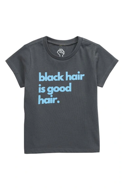 Typical Black Tees Babies' Kids' Black Hair Is Good Hair Graphic Tee In Charcoal