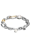 John Hardy Women's Classic Chain Sterling Silver, 18k Yellow Gold & 7-9.5mm Pearl Mixed-link Bracelet In Silver/gold