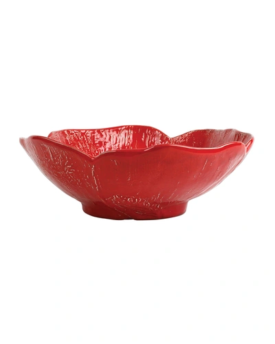 Vietri Lastra Poppy Large Figural Stoneware Serving Bowl In Poppy Red