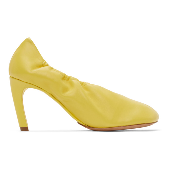 yellow round toe pumps