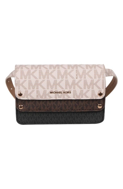 Michael Kors Logo Faux Leather Belt Bag In Vanilla Logo