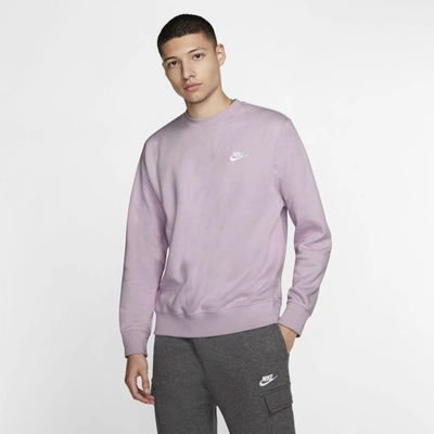 Nike Men's Club Fleece Crew Sweatshirt In Iced Lilac/white | ModeSens
