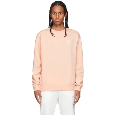 Nike Club Crew Neck Sweat In Dusty Orange In Arctic Orange/white