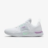 Nike Renew In-season Tr 10 Womens Fitness Workout Athletic Shoes In White/violet Shock/football Grey/green Glow