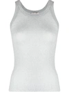 Laneus Ribbed-knit Sleeveless Top In Silver