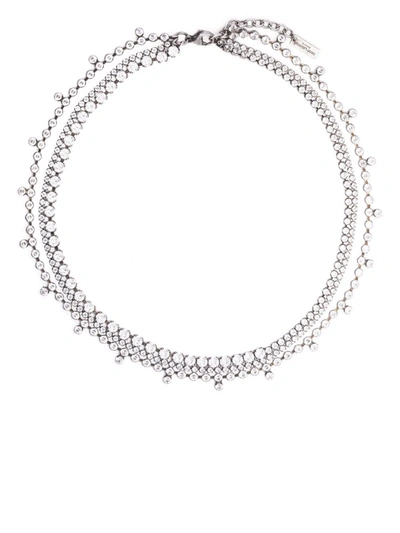 Saint Laurent Crystal-embellished Necklace In Silver
