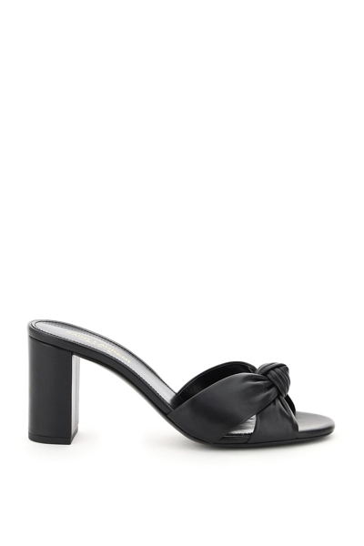Saint Laurent Bianca Knotted Leather Mules In Black
