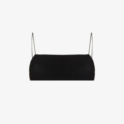 Totême Toteme Smocked Bikini Top In Black