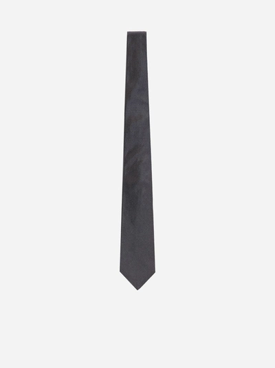 Kiton Micro Geometric Motif Silk Tie