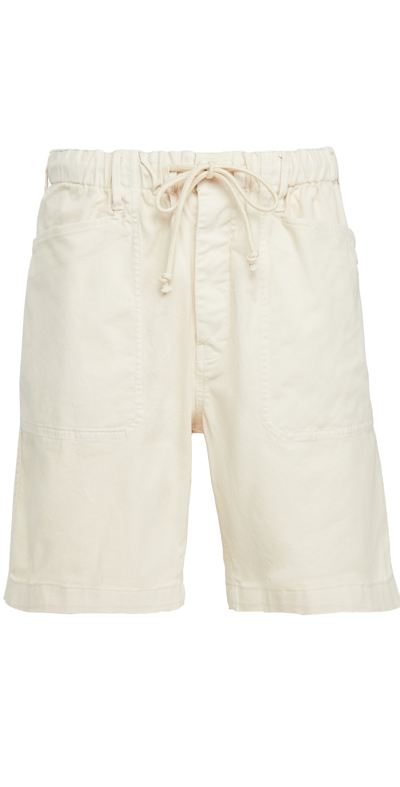 Alex Mill Straight-leg Cotton-blend Twill Drawstring Shorts In Neutrals