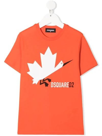 Dsquared2 Teen Graphic-print T-shirt In Orange