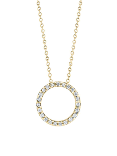 Roberto Coin 18k Yellow Gold Tiny Treasures Extra Small Diamond Circle Pendant Necklace, 16-18 In White/gold