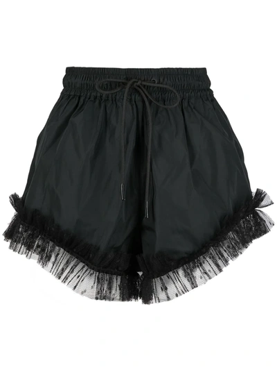 Red Valentino Ruffle-trim Shorts In Black
