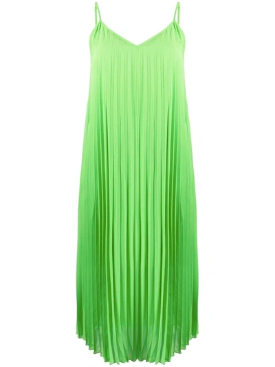 Essentiel Antwerp Pleated Sleeveless Midi Dress In Green