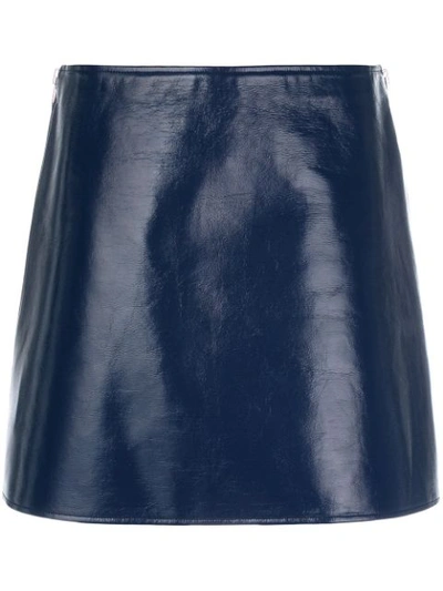Courrèges Leather Effect Mini Skirt In Blue