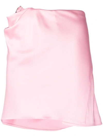 Versace Mini Skirt With Draped Cut And Medusa Detail In Pink