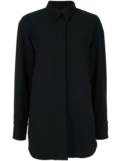 Goodious Twill Concealed-button Shirt Jacket In Black