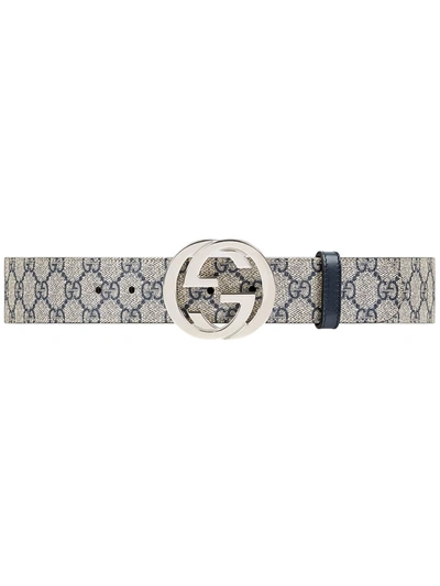 Gucci Gg Supreme Belt With G Buckle In Blue | ModeSens