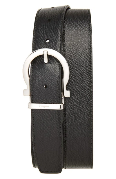 Ferragamo Reversible Leather Belt In Black