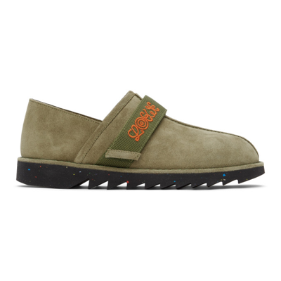 Loewe Khaki Suede Slip-on Loafers In Khaki Green