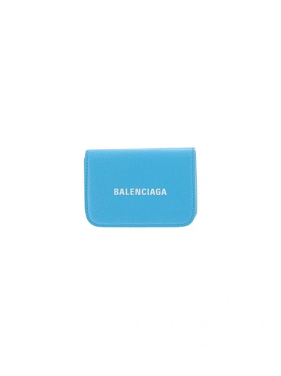 Balenciaga Women's Light Blue Leather Wallet