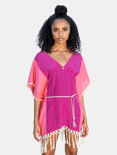 Anasa Resort Wear Dalila Kaftan In Pink