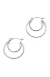 Adornia Rhodium Plated Crescent Midi Hoops In Silver-tone