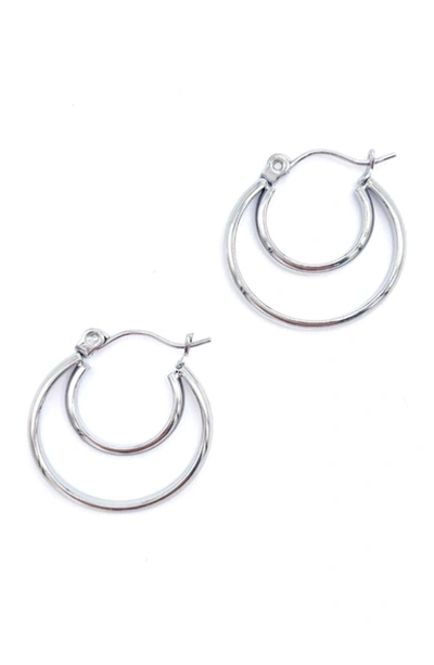 Adornia Crescent Midi Hoops Earrings In Silver