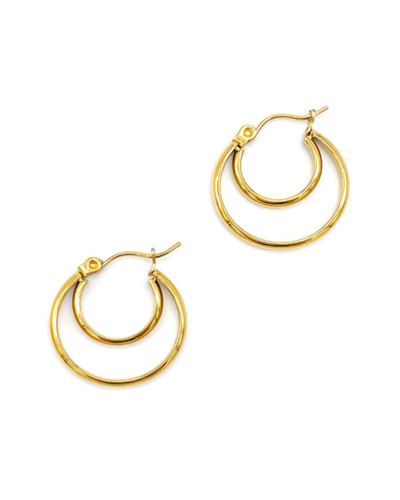 Adornia Crescent Midi Hoops Earrings In Yellow Gold-tone